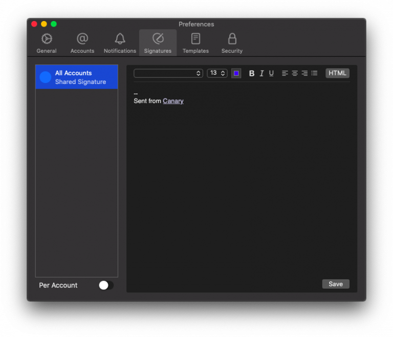 Outgoing Signatures In Macos Help Canary Mail