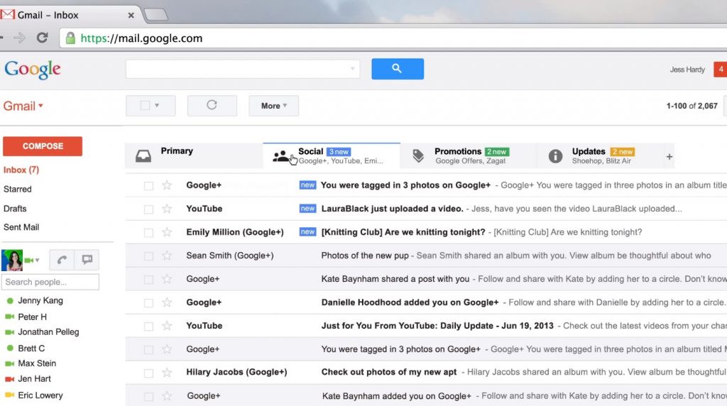 gmail inbox interface