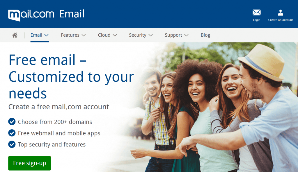 Mail.com is other webmail app alternative