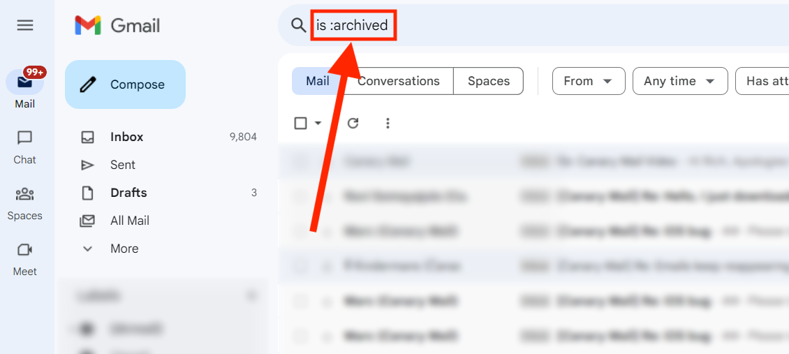 Screenshot showing how to archive emails on Desktop
