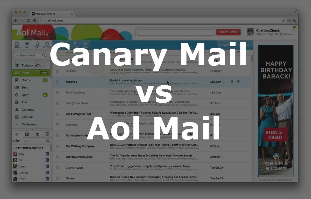 CanaryMail vs AOL Mail