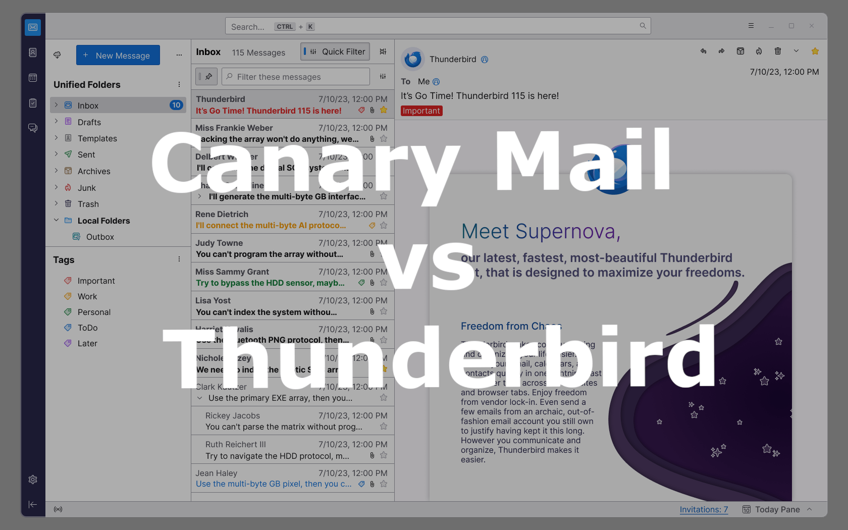 Canary Mail vs. Thunderbird