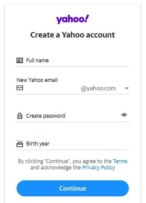 Registrarse en Yahoo